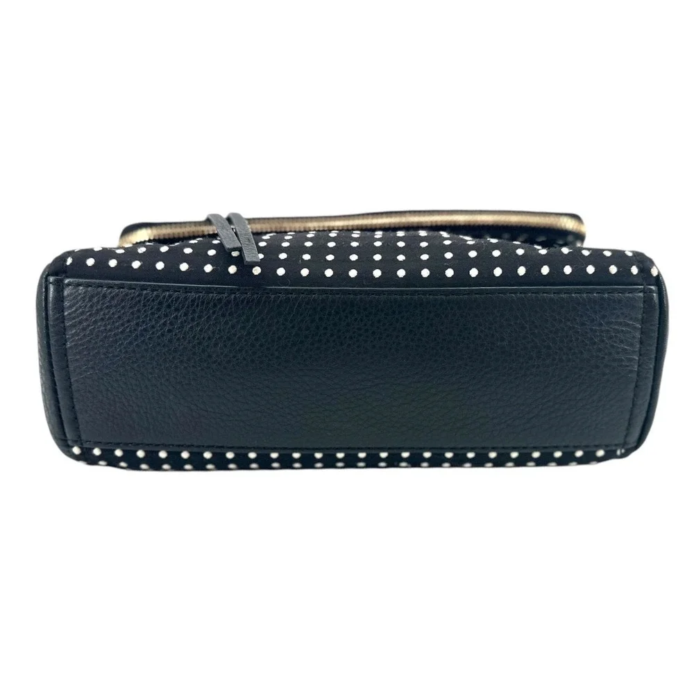 Kate Spade Cobble Hill Little Minka Shoulder Bag Black Leather White Polka Dot